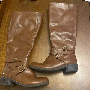 Arizona Dakota brown faux leather knee high boots size 6 1/2 M